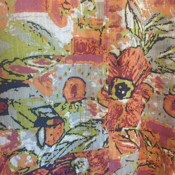 Soft Surroundings Floral Surprise Striped Tunic Top Size L Shirt Tropical Beach - Picture 7 of 7